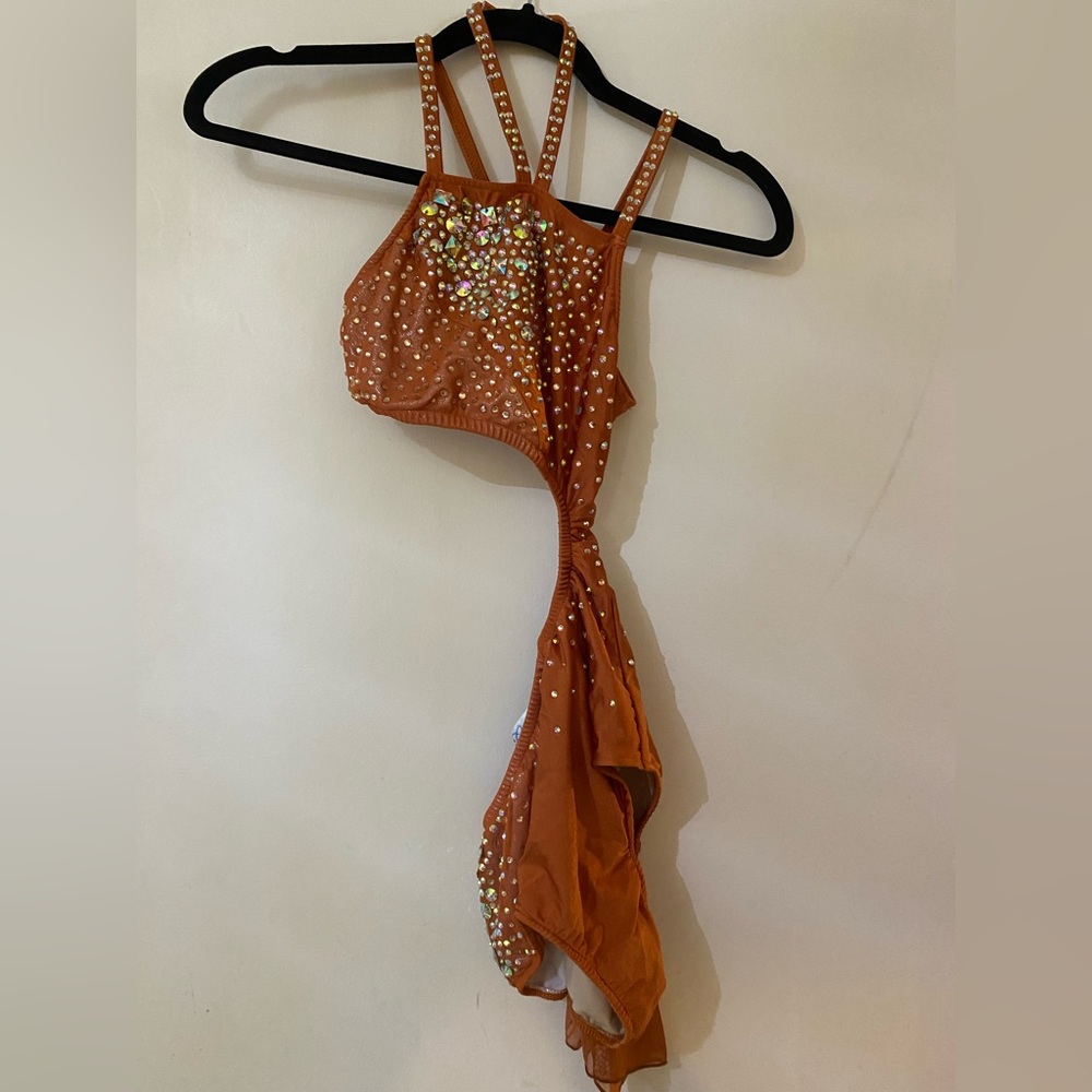 Burnt orange Dance Costume with Rhinestones